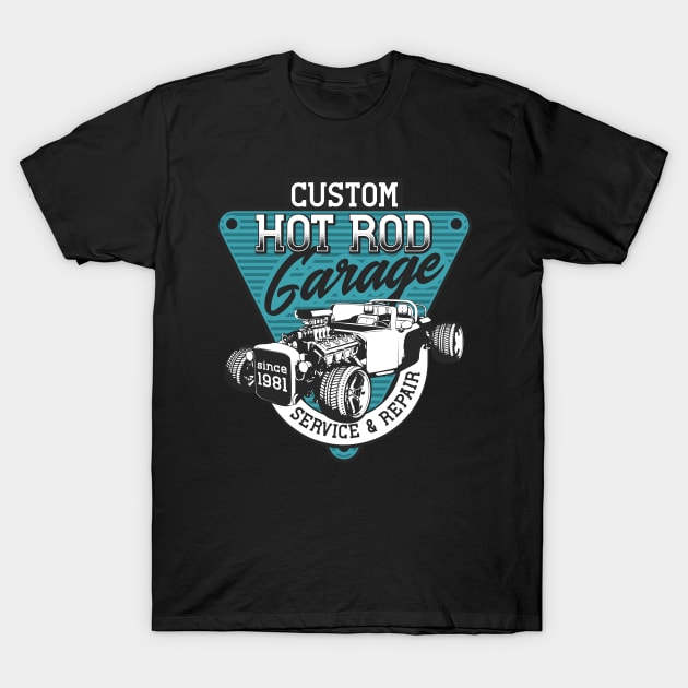 Hot rod garage T-Shirt by Design by Nara